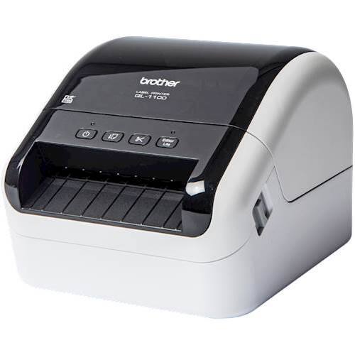 Left. Brother - QL-1100 Wide Format, Postage and Barcode Professional Label Printer - White/Black.