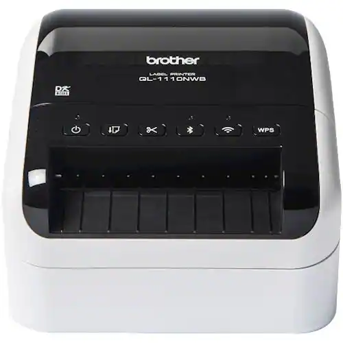 Brother - QL-1110NWB Wide Format, Professional Thermal Label Printer with Multiple Connectivity options - White/Black