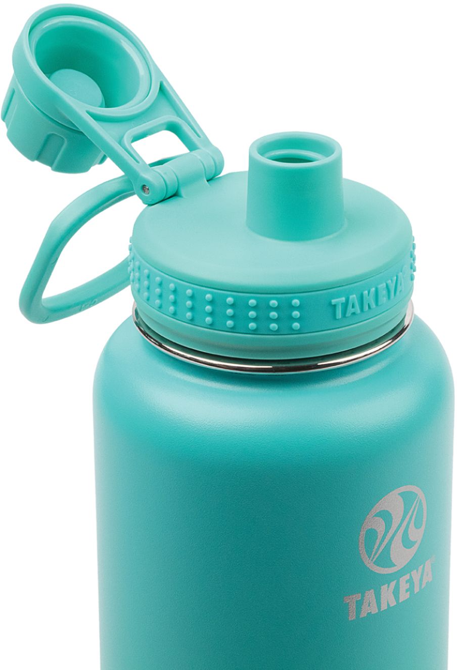 Left View: Takeya - Actives 32-Oz. Insulated Stainless Steel Water Bottle with Spout Lid - Teal