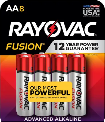 Front. Rayovac - Rayovac Fusion AA Batteries (8 Pack), Double A Alkaline Batteries - Silver.