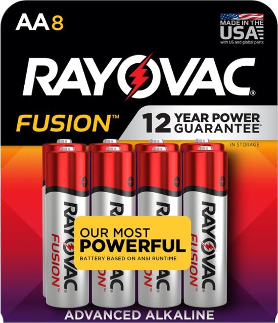 Front Zoom. Rayovac Fusion AA Batteries (8 Pack), Double A Alkaline Batteries.