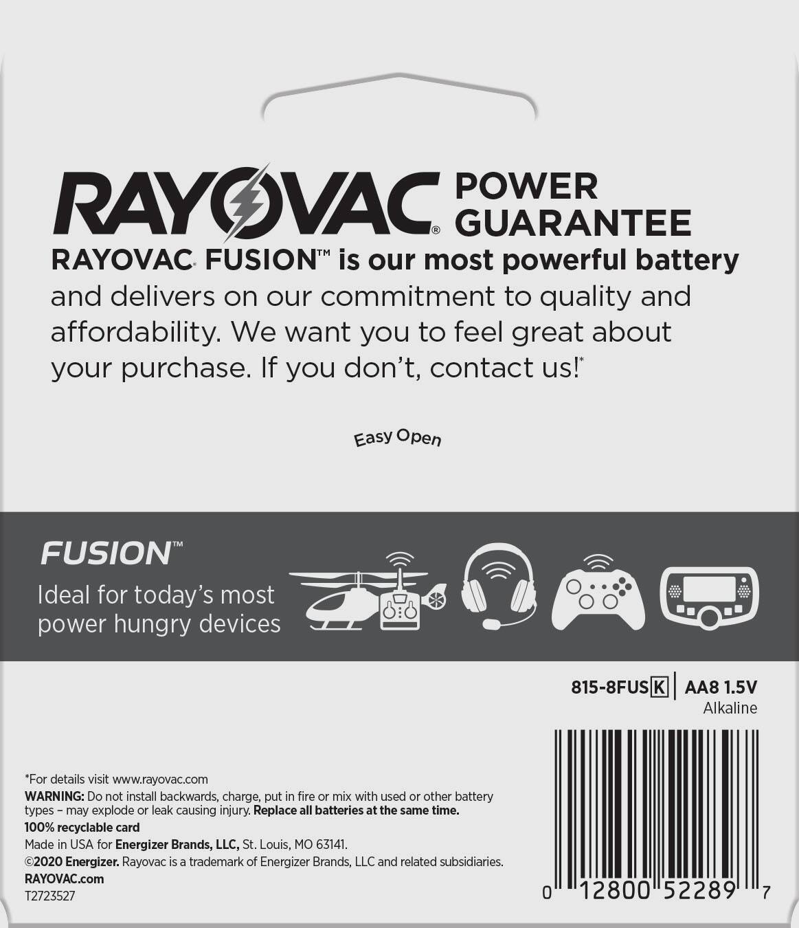 Alt View 1. Rayovac - Rayovac Fusion AA Batteries (8 Pack), Double A Alkaline Batteries - Silver.