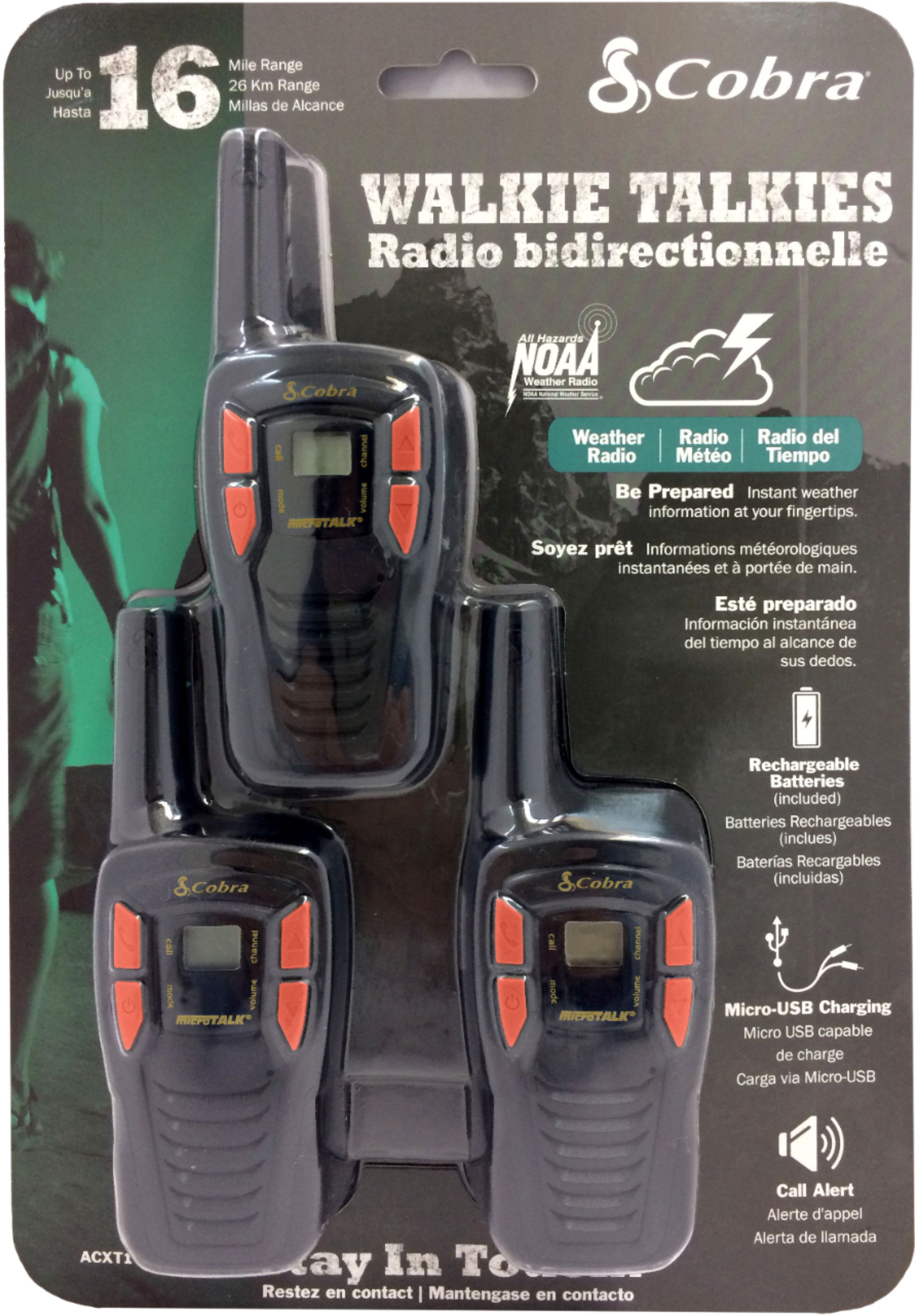 Cobra MicroTALK 16-Mile, 22-Channel FRS/GMRS 2-Way Radios (3-Pack) Black - Best Buy