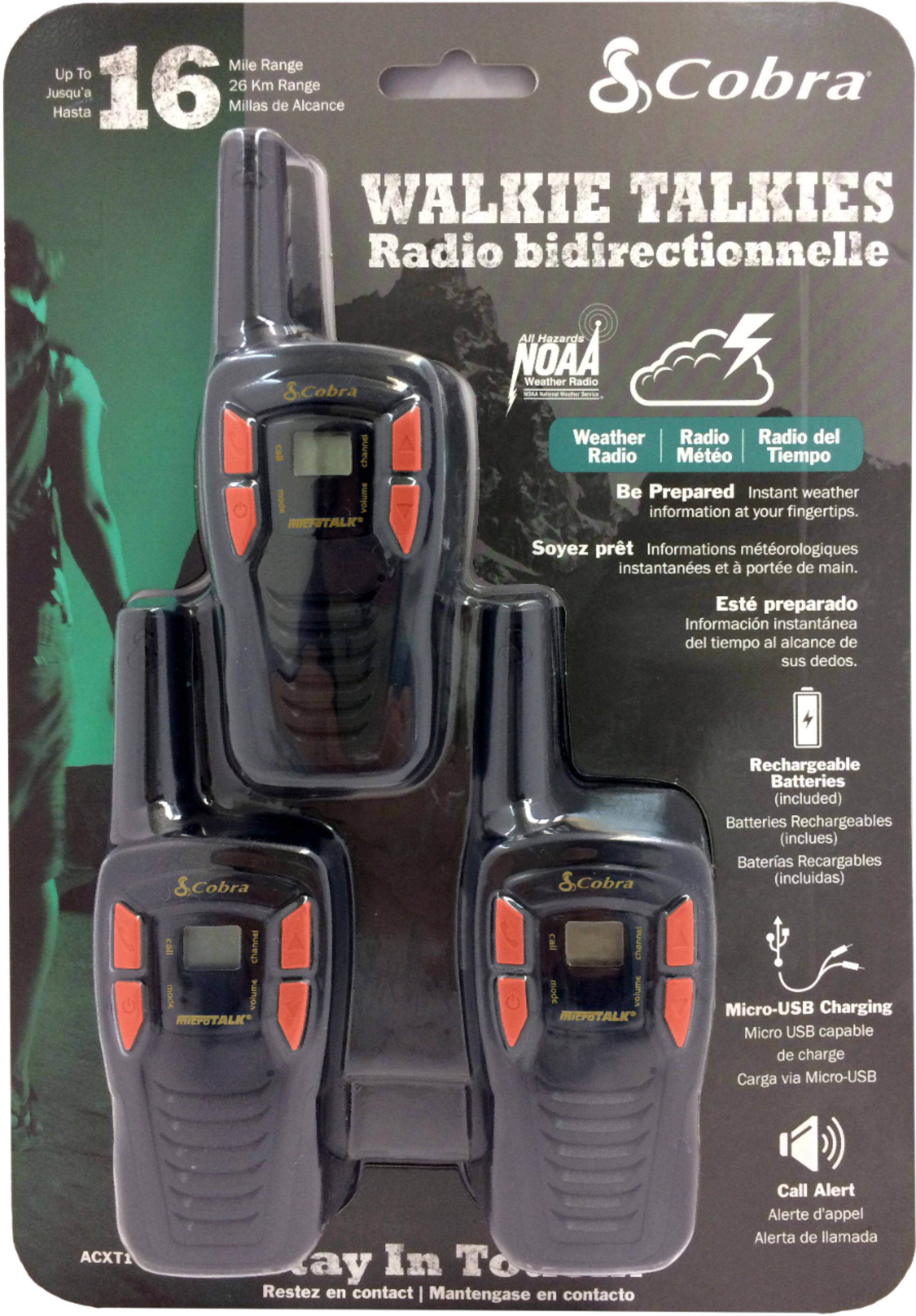 Alt View 11. Cobra - MicroTALK 16-Mile, 22-Channel FRS/GMRS 2-Way Radios (3-Pack) - Black.