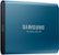 Angle Zoom. Samsung - Geek Squad Certified Refurbished T5 500GB External USB Type-C Portable Solid-State Drive - Alluring Blue.