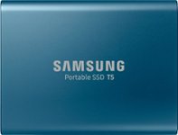 Front Zoom. Samsung - Geek Squad Certified Refurbished T5 500GB External USB Type-C Portable Solid-State Drive - Alluring Blue.