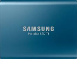 Samsung - Geek Squad Certified Refurbished T5 500GB External USB Type-C Portable Solid-State Drive - Alluring Blue - Front_Zoom