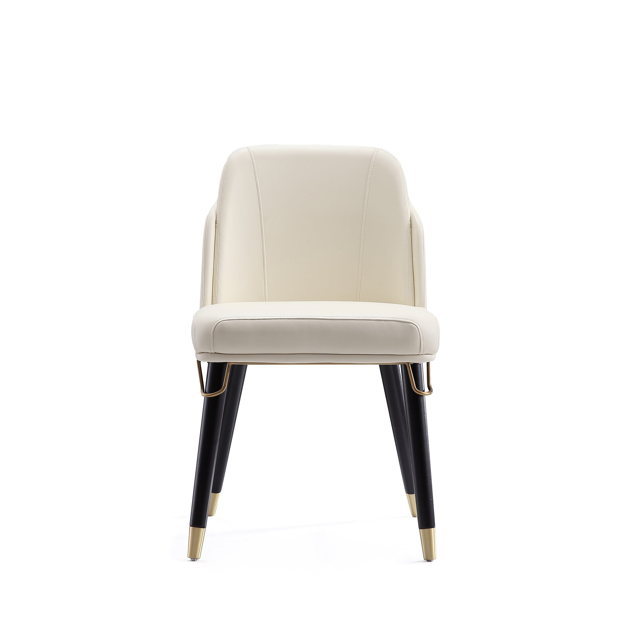 Back. Manhattan Comfort - Estelle Modern Wood Vegan Leather Dining Chair - Cream.