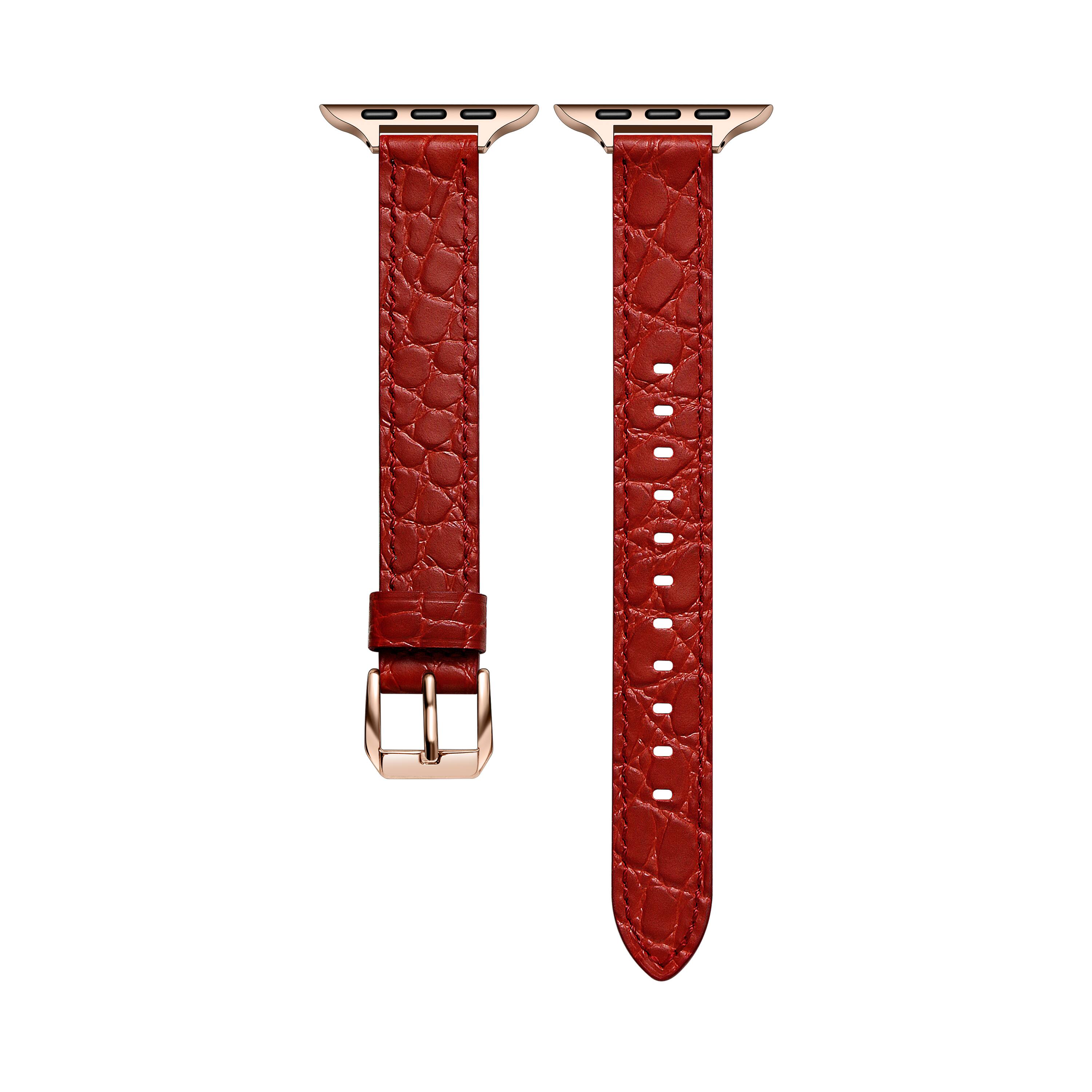 Left. Posh Tech - Cleo Skinny Croc Leather Band for Apple Watch - Red.