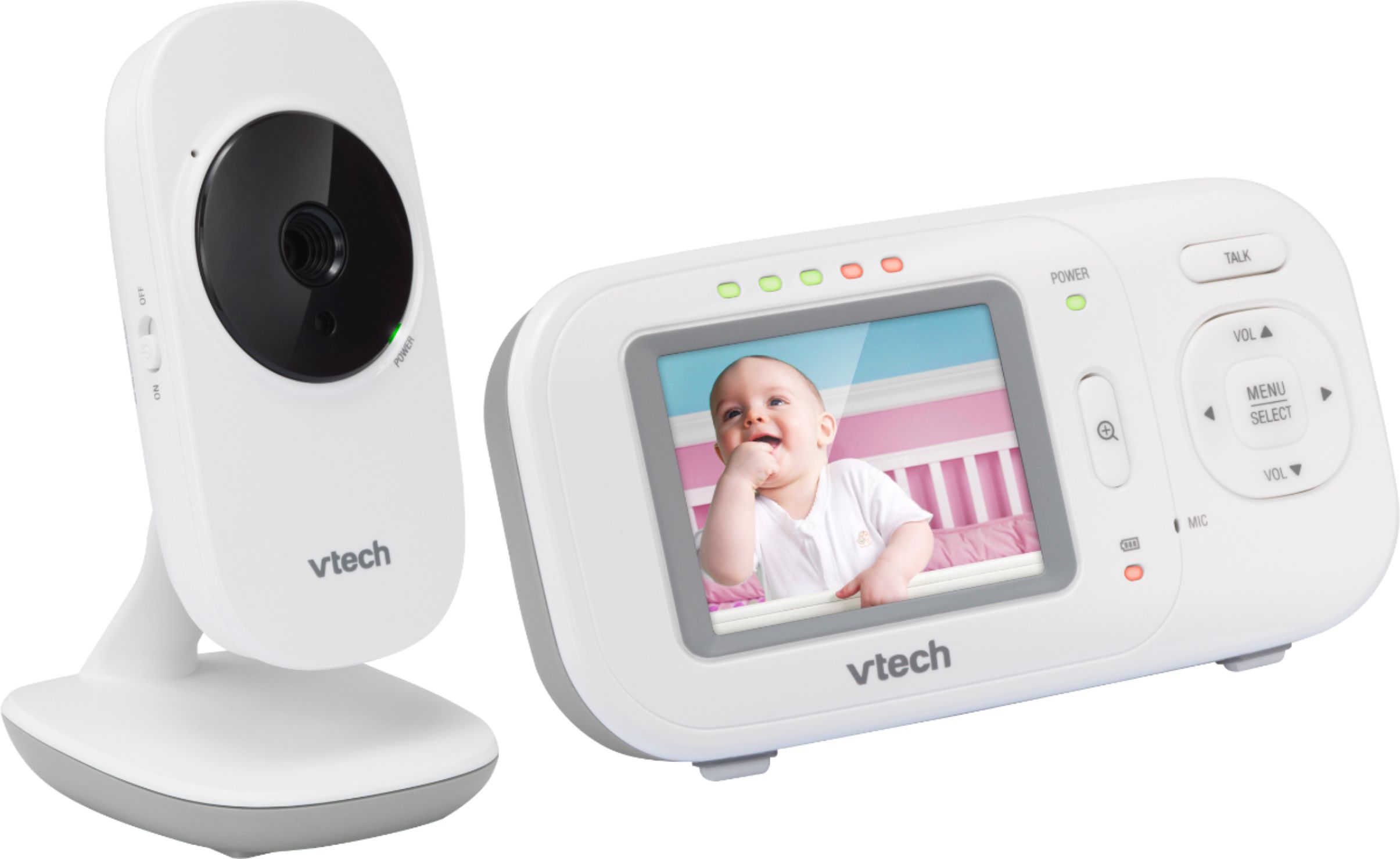 Best Buy Vtech Video Baby Monitor With 2 4 Screen White Vm2251