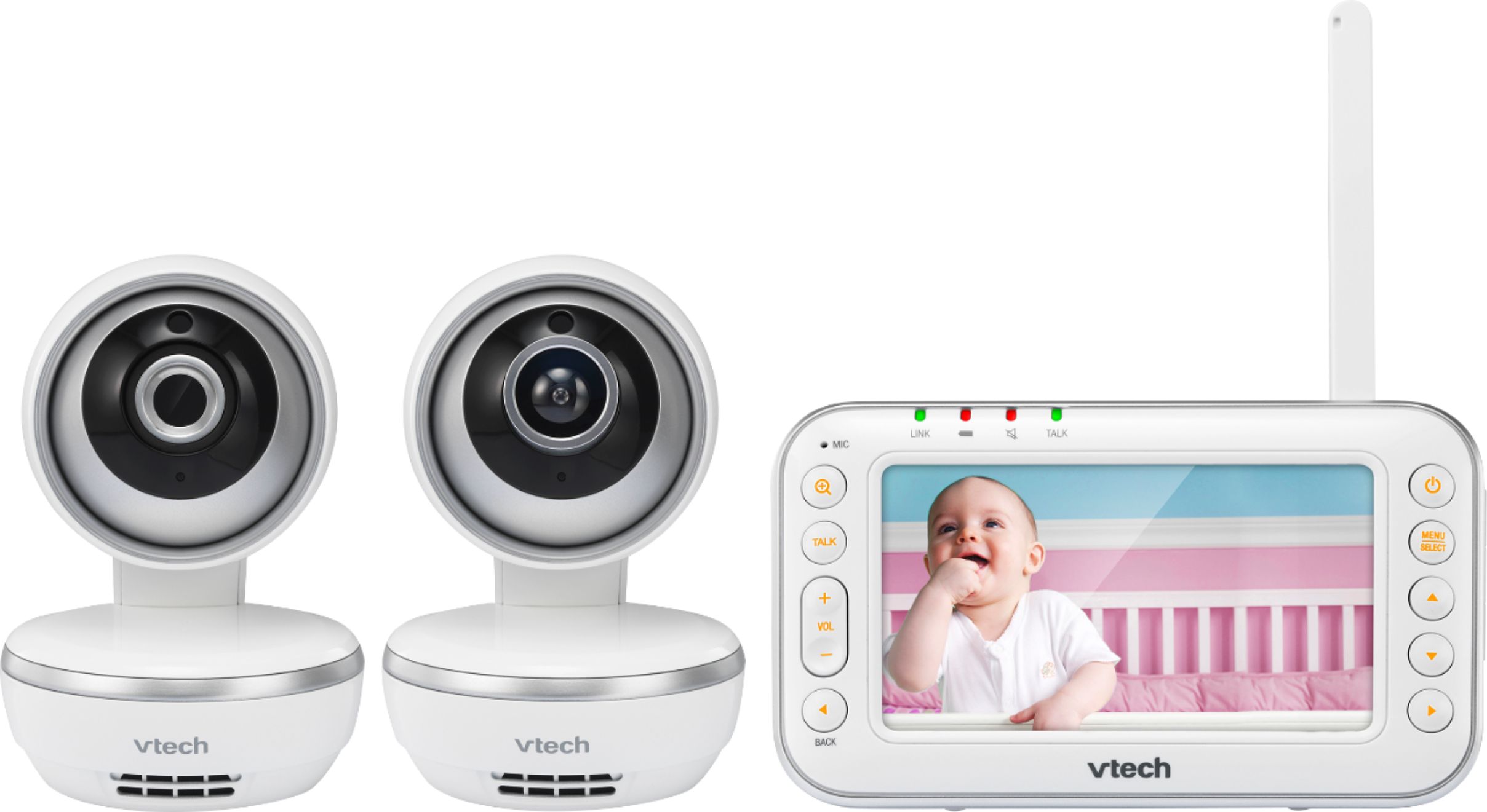 Questions And Answers Vtech Video Baby Monitor With 2 Cameras And 4 3 Screen White Vm4261 2 Best Buy