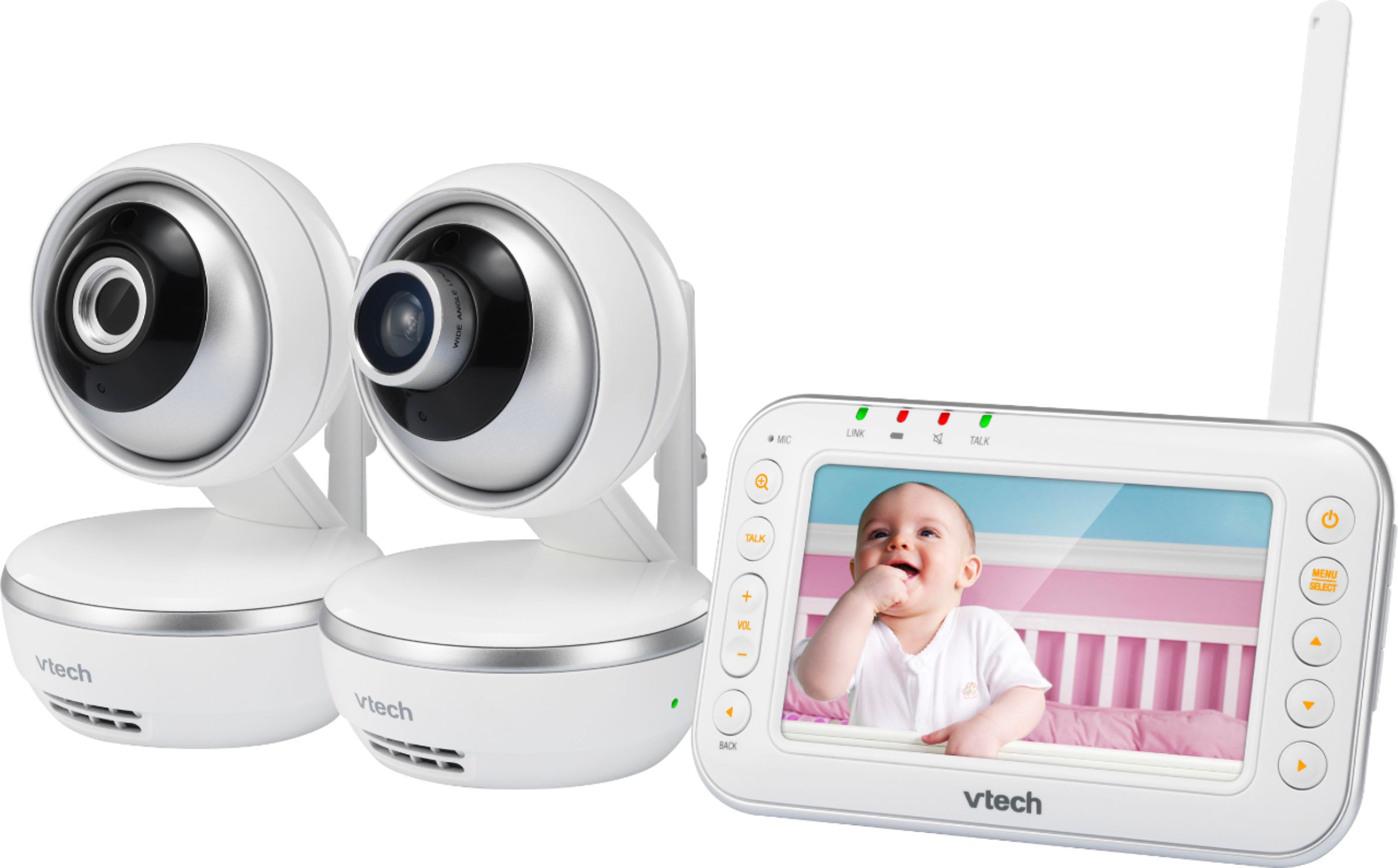 VTech Video Baby Monitor with (2) Cameras and 4.3" Screen White VM4261-2 - Best