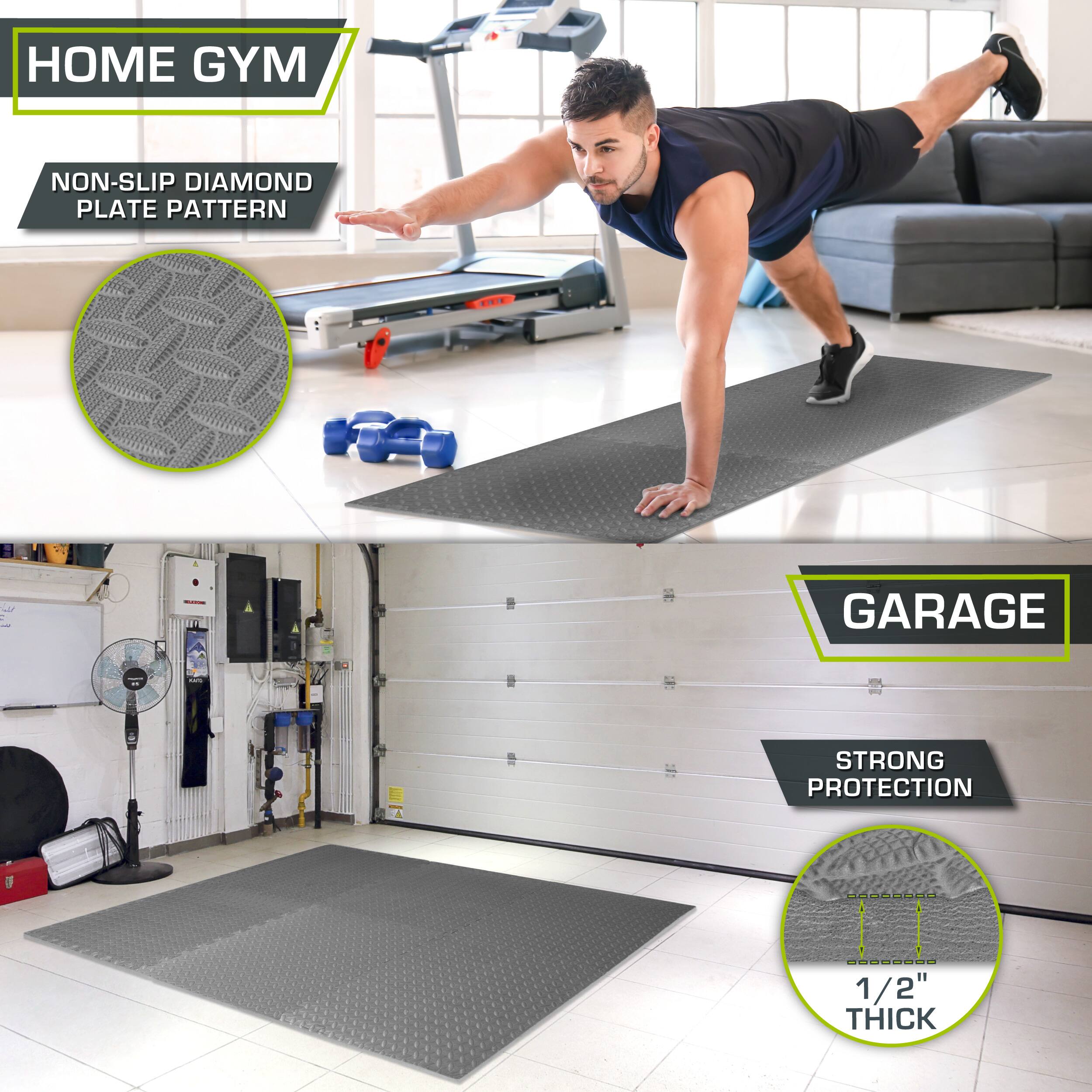 HOME GYM NON-SLIP DIAMOND PLATE PATTERN - I GARAGE - STRONG PROTECTION 1/2" THICK