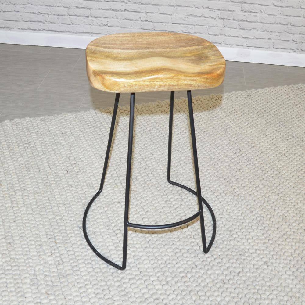 Back. Carolina Chair & Table - Saga 25" Counter Stool - Set of 2 - Natural Seat - Black Base - Natural, Black.