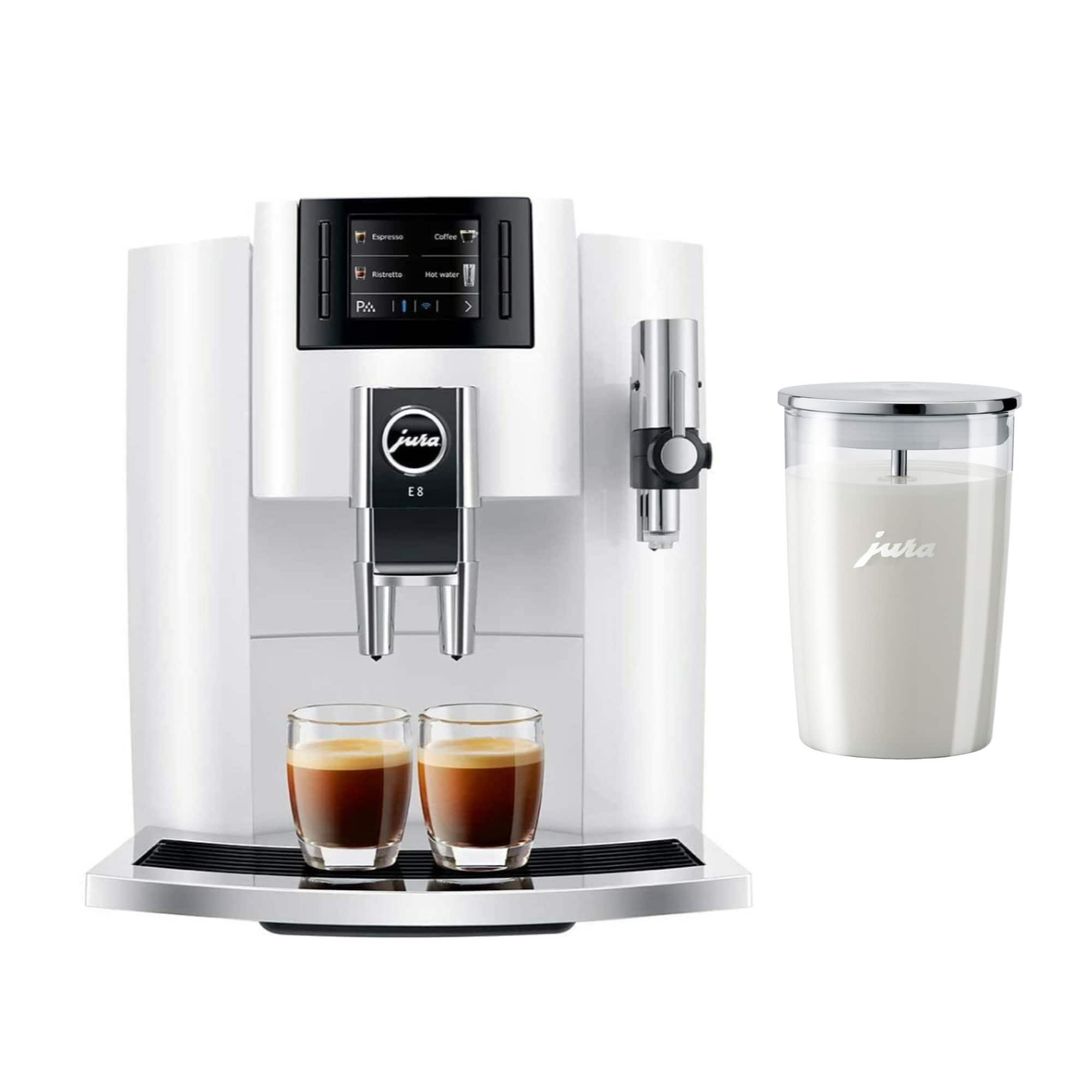 JURA - E8 Automatic Espresso Machine (Piano with Glass Milk Container - White