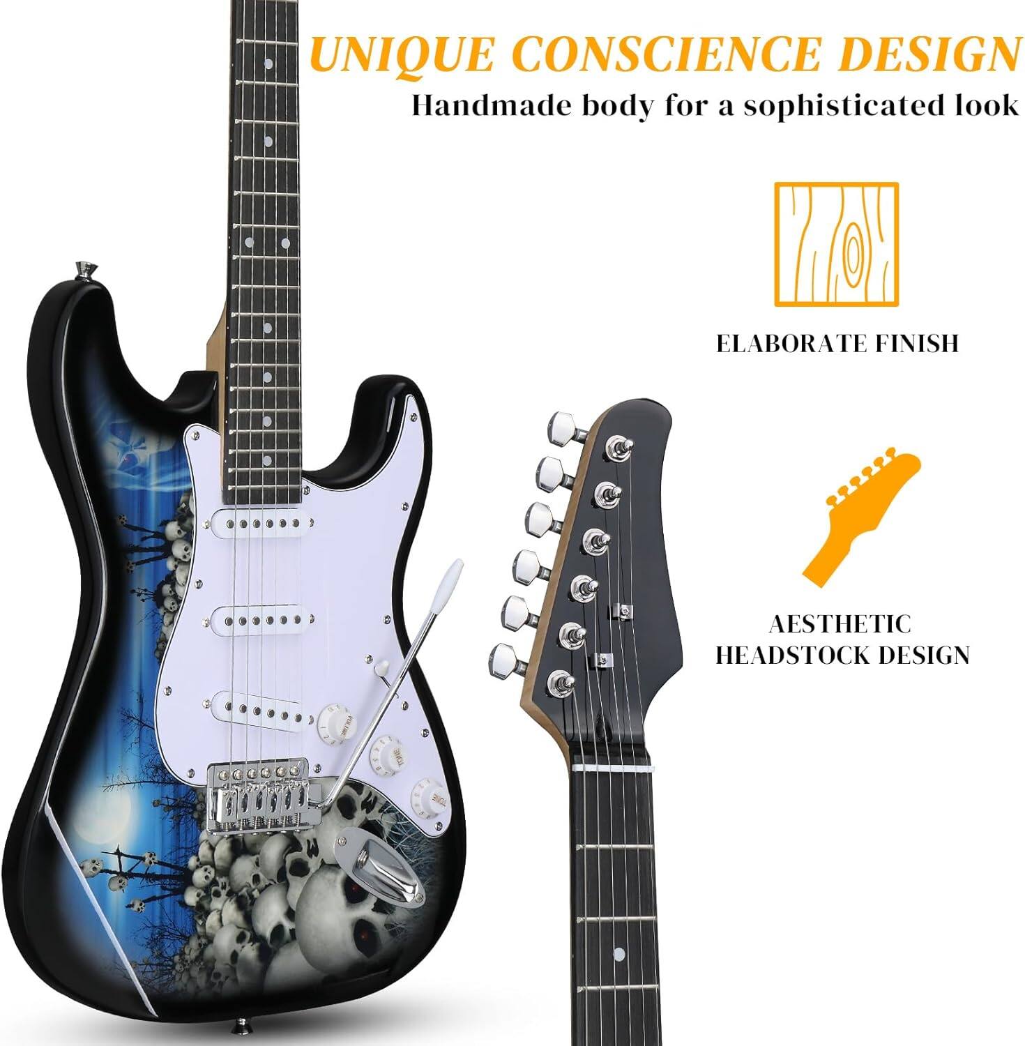 UNIQUE CONSCIENCE DESIGN  
Handmade body for a sophisticated look  

ELABORATE FINISH  

AESTHETIC HEADSTOCK DESIGN
