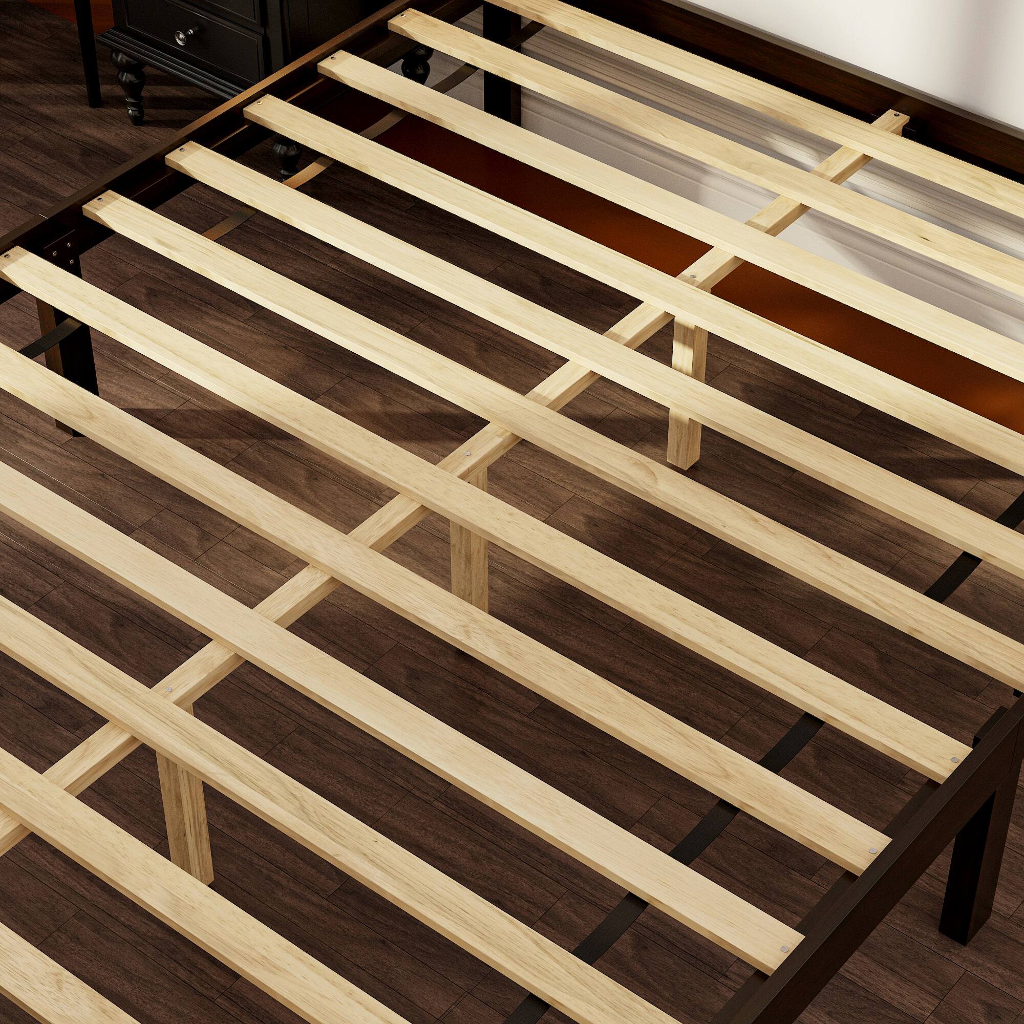 Alt View 8. Famapy - Famapy Solid Wood Platform Bed Frame - X - Pattern Headboard, Sturdy Slat Support, No Box Spring Needed - Brown.