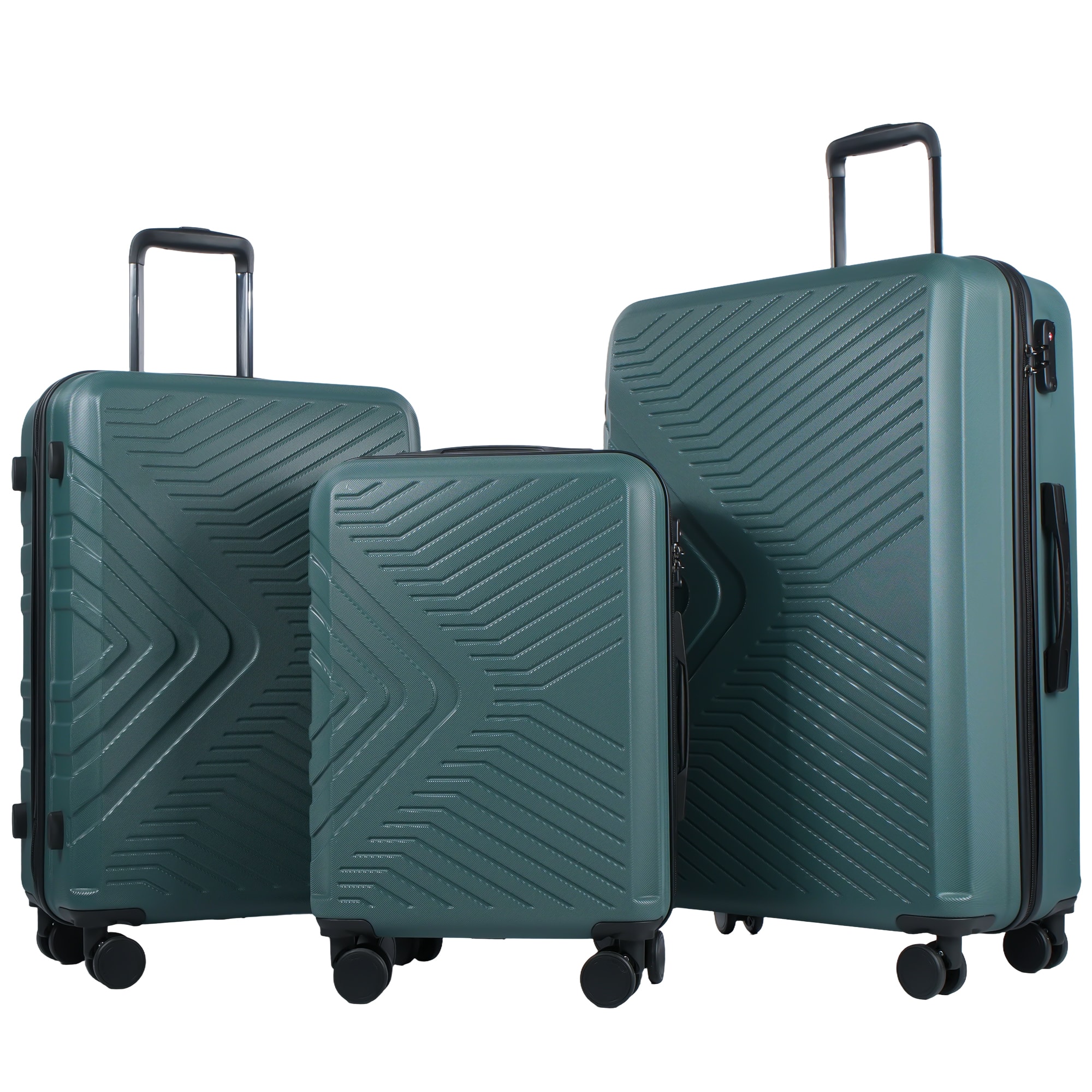 Travelhouse - 3 Piece Hardshell Luggage Set Hardside Lightweight Suitcase with TSA Lock Spinner Wheels - Green