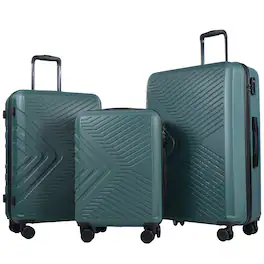 Travelhouse - 3 Piece Hardshell Luggage Set Hardside Lightweight Suitcase with TSA Lock Spinner Wheels - Green