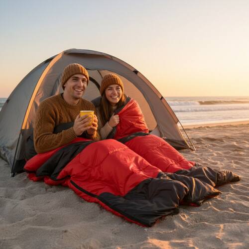 Alt View 7. Winado - 1PC Rectangular Waterproof Sleeping Bag with Multi USB Heating Pads, Lightweight for Outdoor Backpacking Hiking Camping - Red.