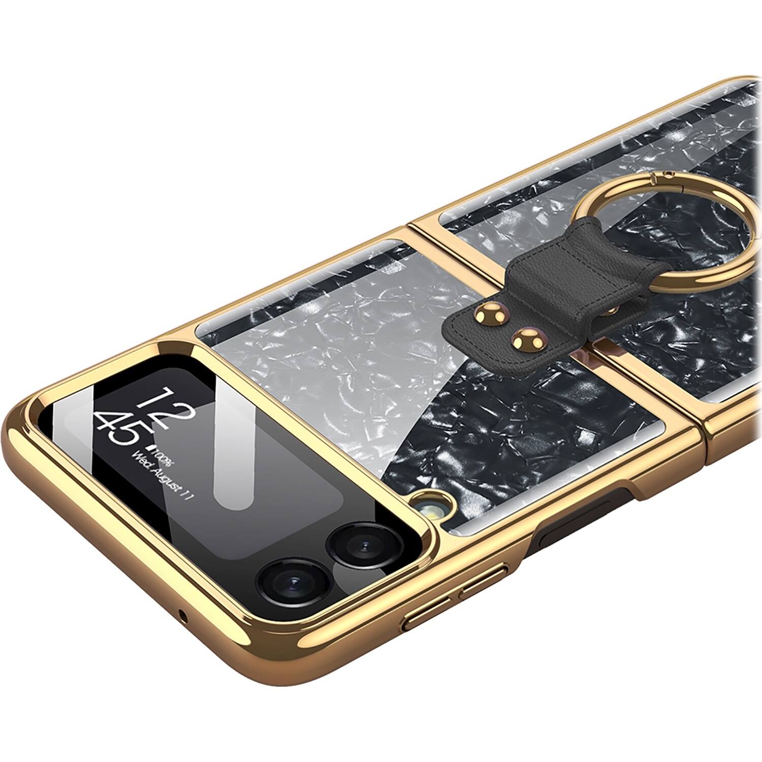 Alt View 13. SaharaCase - Marble with Ring Case for Samsung Galaxy Z Flip4 - Black.