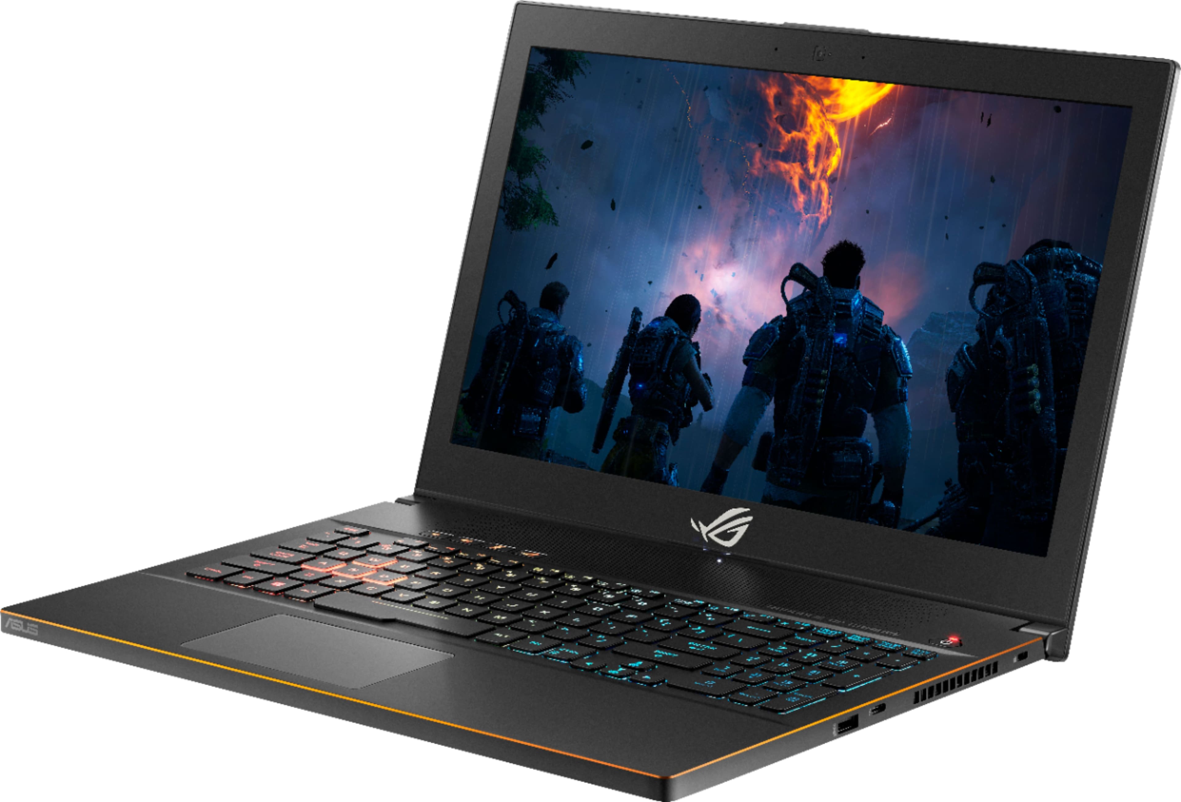Left. ASUS - ROG GU501GM 15.6" Gaming Laptop - Intel Core i7 - 16GB Memory - NVIDIA GeForce GTX 1060 - 1TB Hybrid Drive + 128GB SSD - Brushed Black.