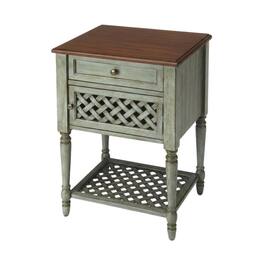 Starlight Canyon Home - Rustic Nightstand with Drawer, Traditional Wood Side Table for Bedroom - Green