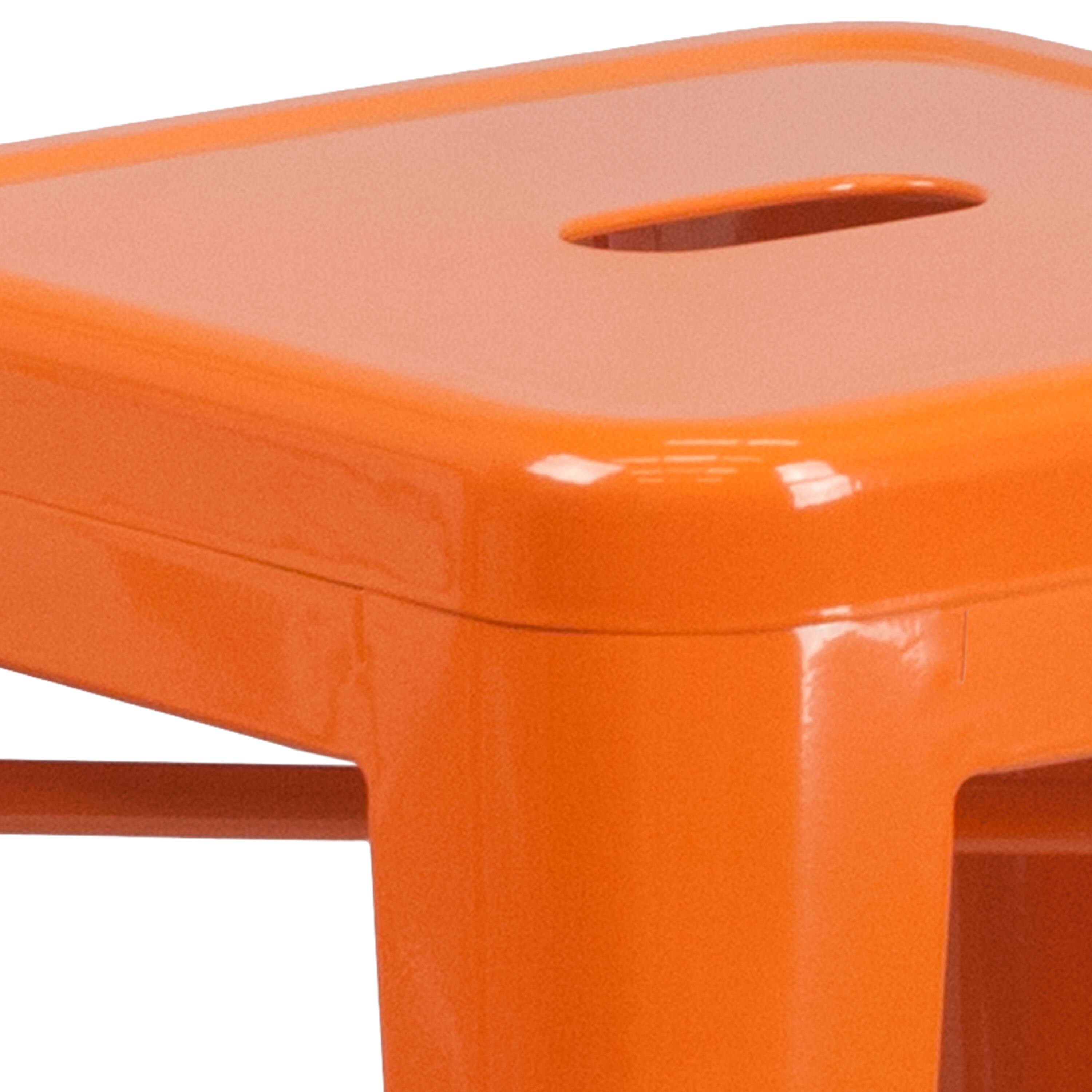 Alt View 9. Emma + Oliver - Commercial Grade 24"H Backless Metal Indoor-Outdoor Counter Stool w/ Square Seat - Orange.