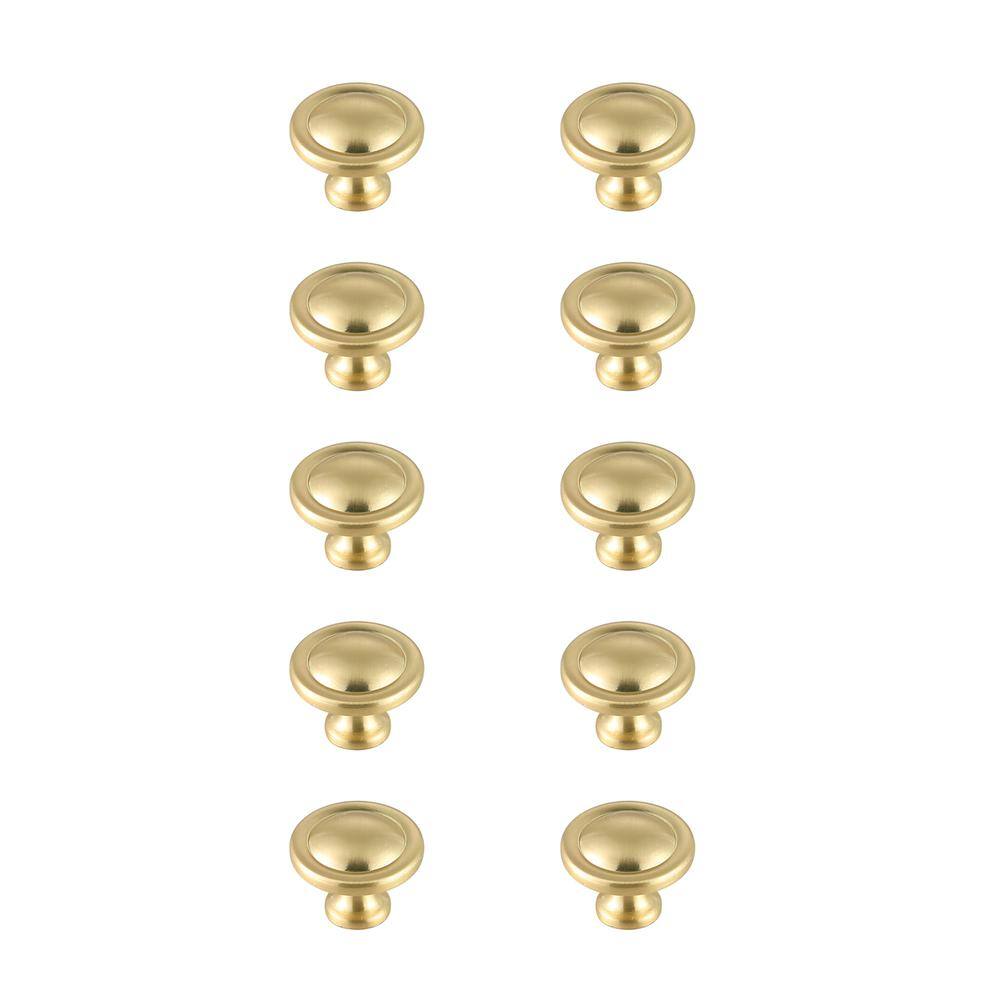 Alt View 2. Elegant Decor - Garlande 1.2" Diameter Brushed Gold Mushroom Knob Multipack (Set of 10) - Brushed Gold.
