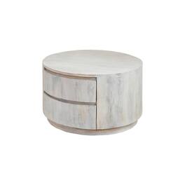 Carolina Chair & Table - Christa 2-Drawer 30" Round Coffee Table - Whitewash - White