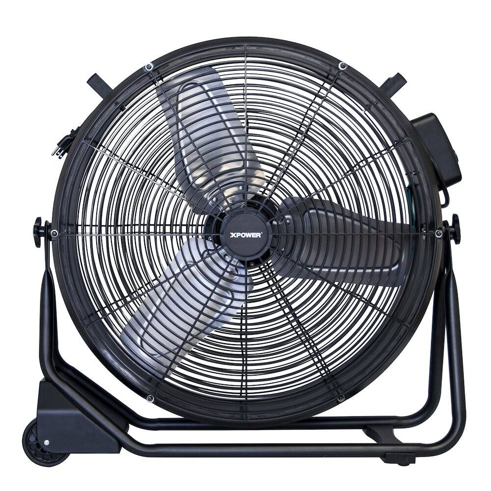 Left. XPOWER - 1/2 HP 5800 CFM 1.8 Amps Variable Speed Enclosed Brushless DC Motor 24” Drum Fan - Black.