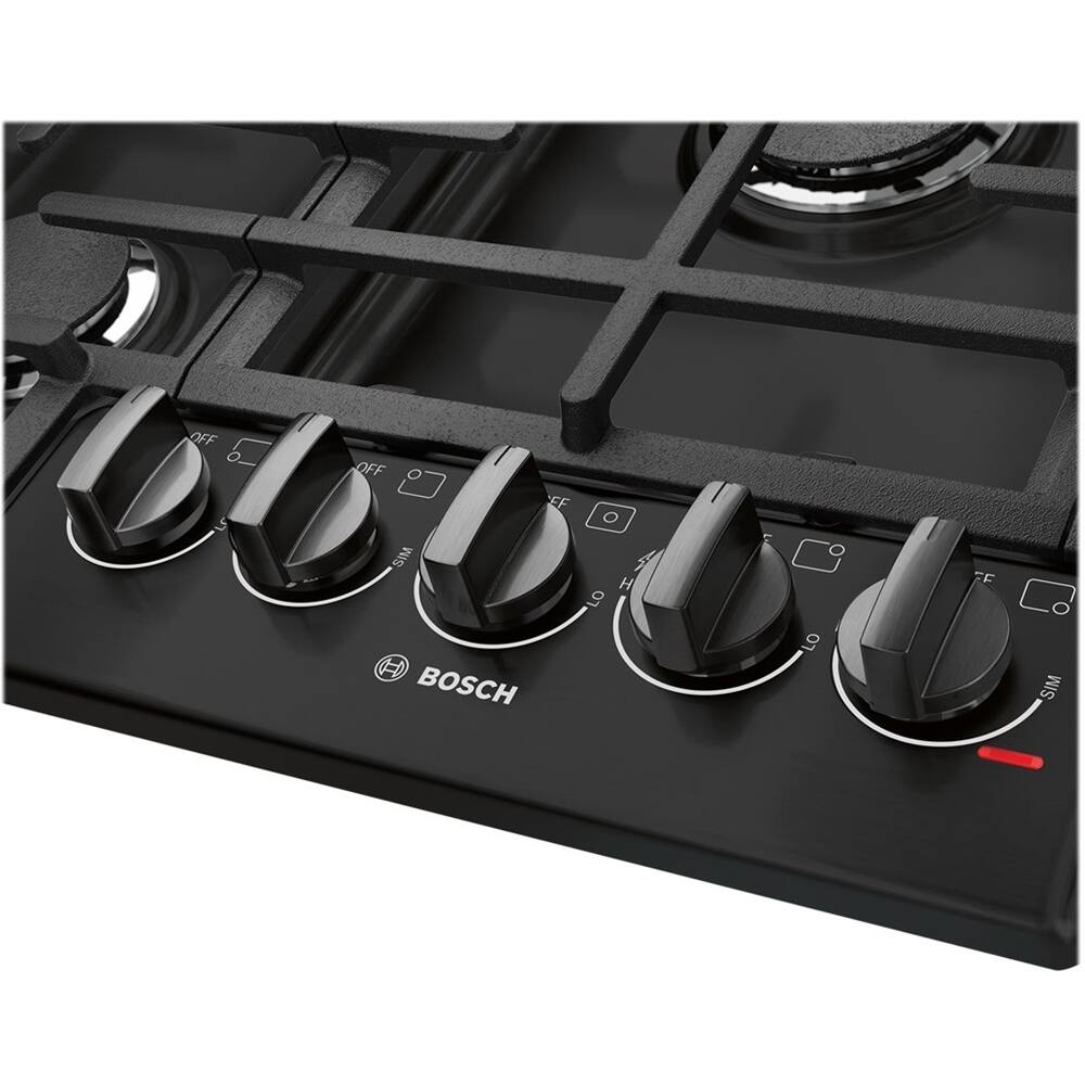Alt View 12. Bosch - 800 Series 36" Built-In Gas Cooktop with 5 burners and OptiSim - Black.
