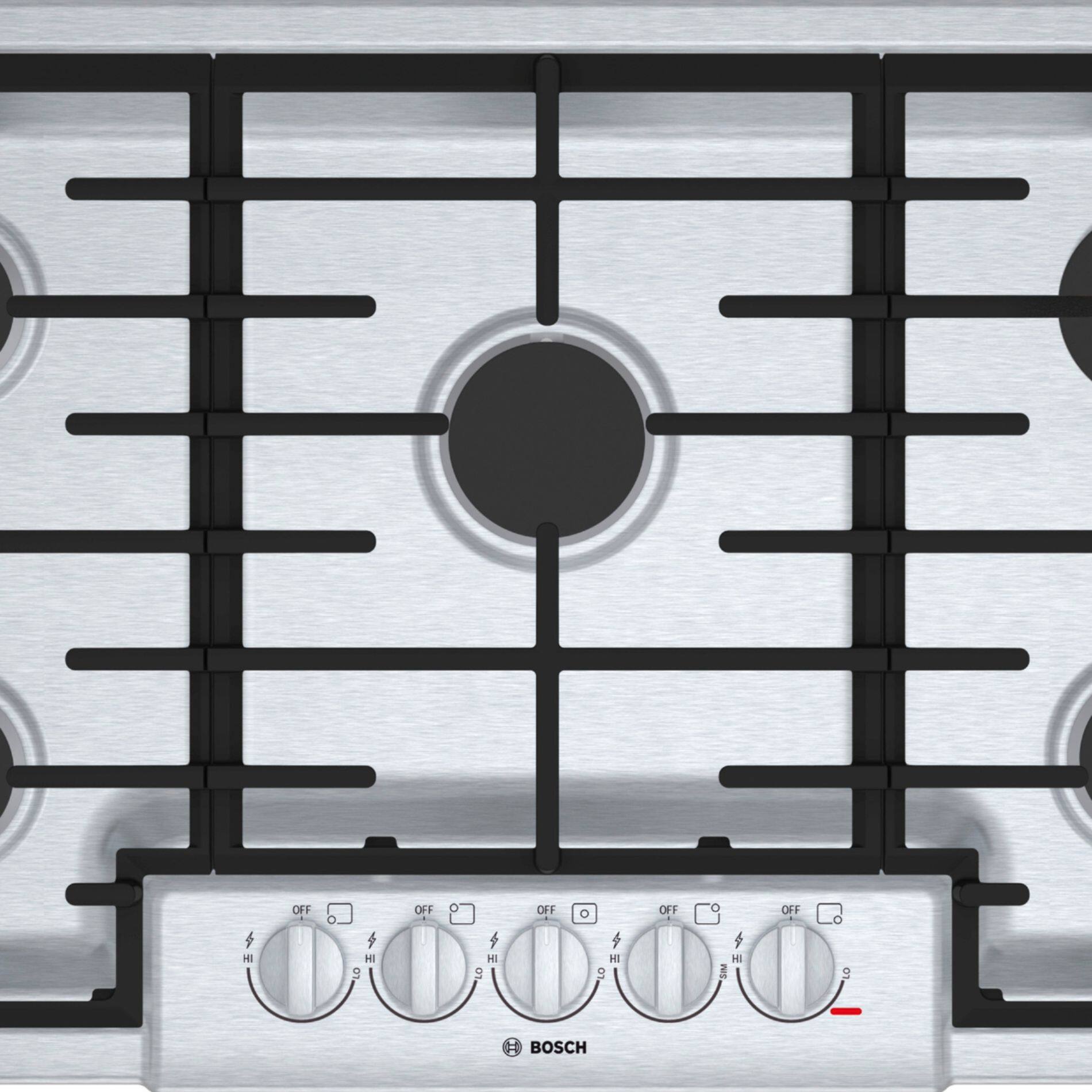 Alt View 11. Bosch - 800 Series 36" Built-In Gas Cooktop with 5 burners and OptiSim - Stainless Steel.