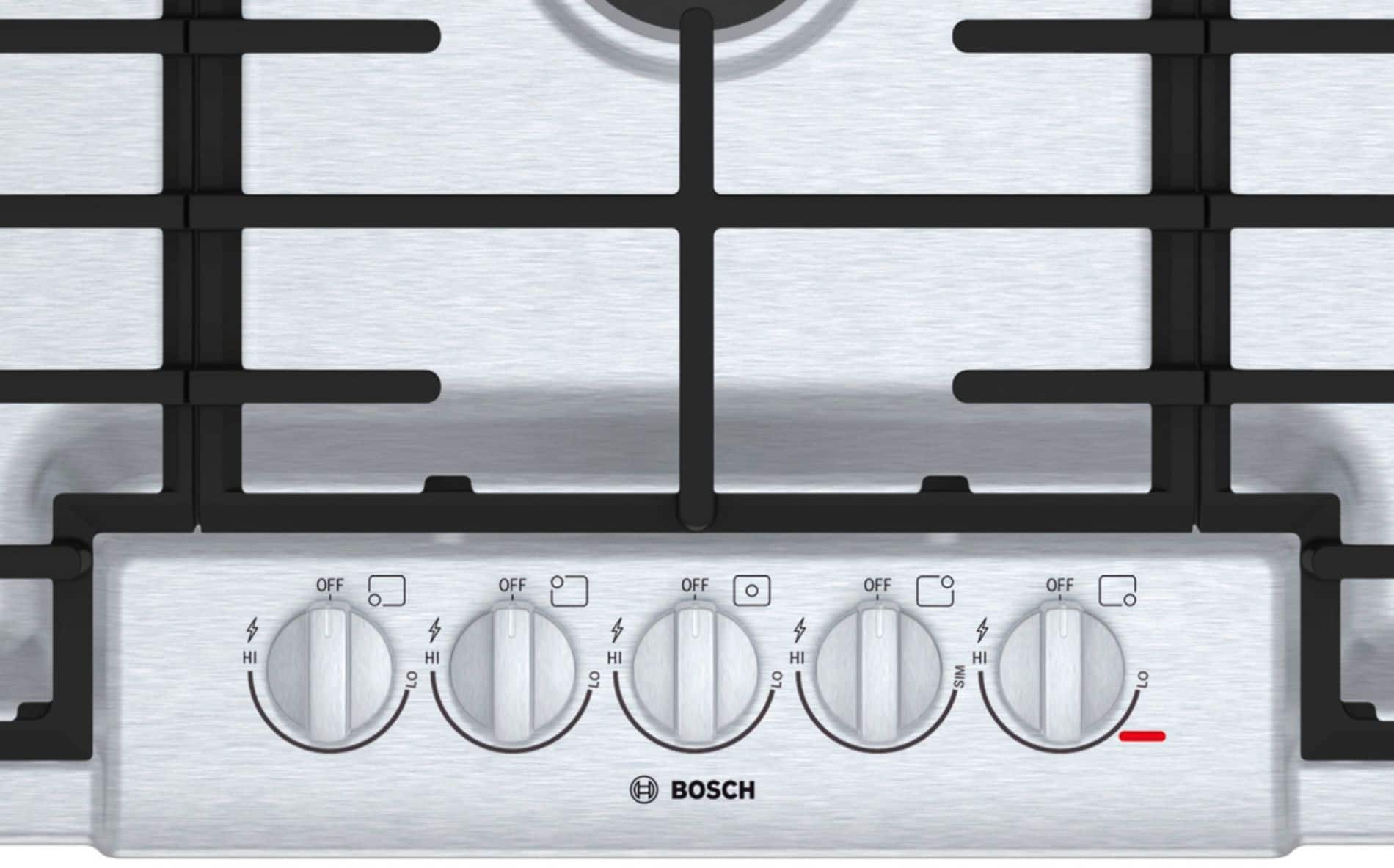 Alt View 12. Bosch - 800 Series 36" Built-In Gas Cooktop with 5 burners and OptiSim - Stainless Steel.