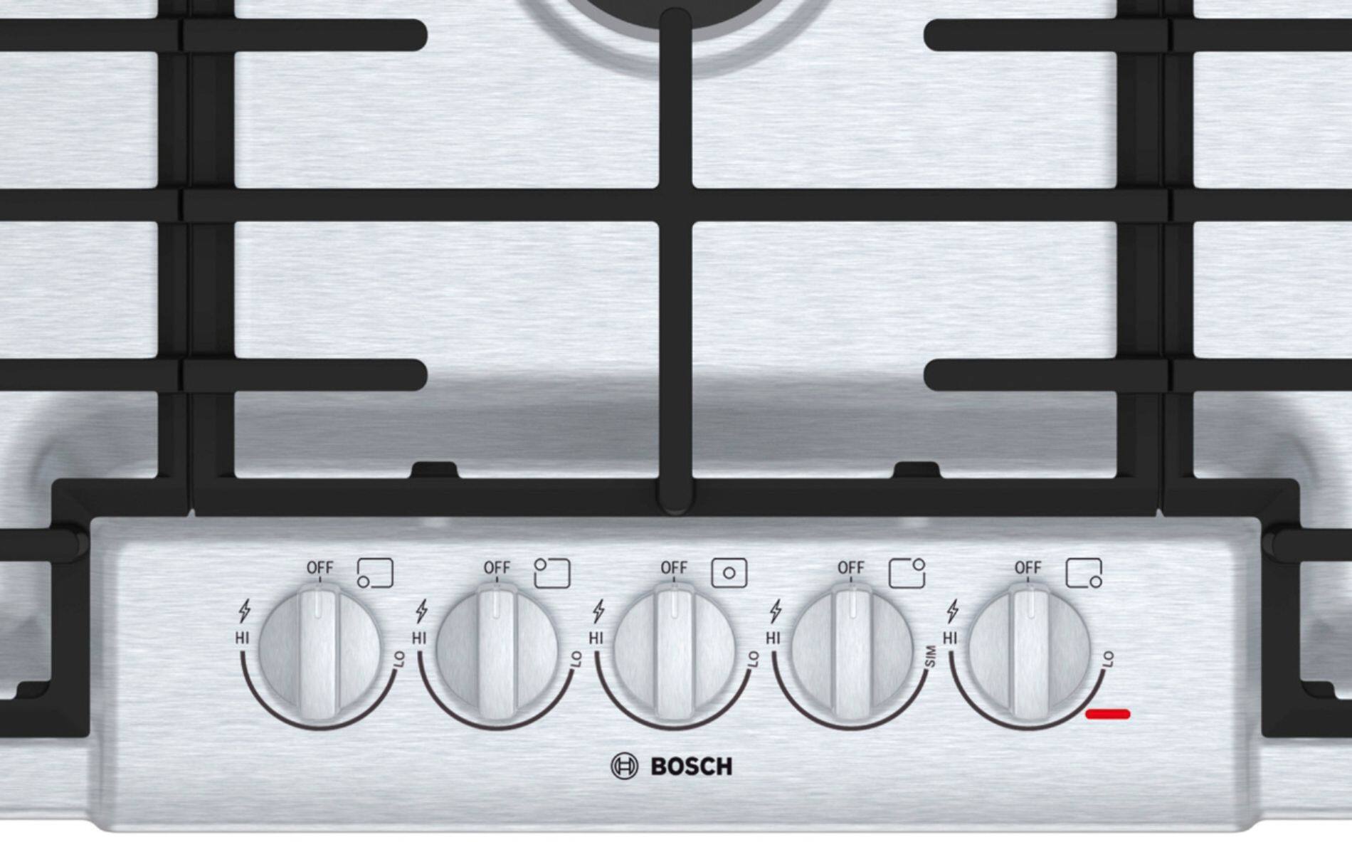 Alt View 12. Bosch - 800 Series 36" Built-In Gas Cooktop with 5 burners and OptiSim - Stainless Steel.