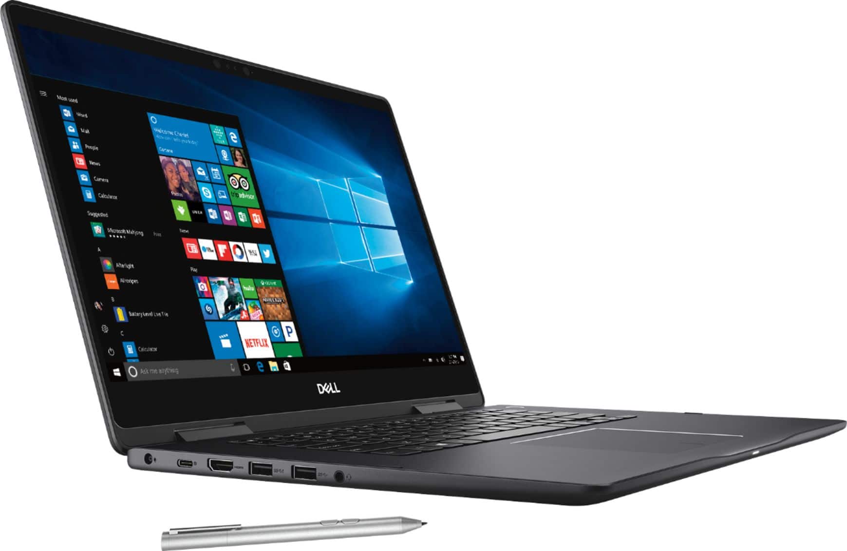 Angle. Dell - 2-in-1 15.6" 4K Ultra HD Touch-Screen Laptop - Intel Core i7 - 16GB Memory - NVIDIA GeForce MX130 - 256GB SSD.
