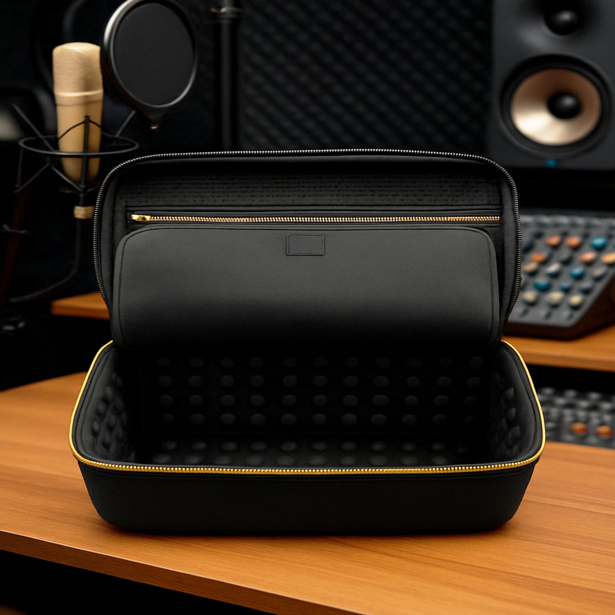 Left. CASEMATIX - Travel Case Fits Ultimate Ears BOOM 4 Bluetooth Speaker, Hard Shell Portable Speaker Protection, Case Only - Black.