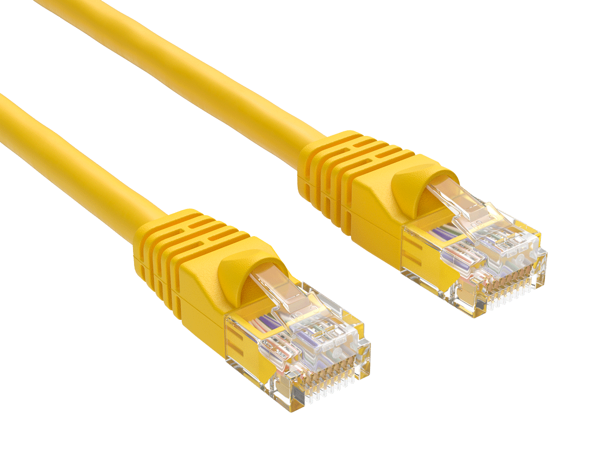 Cable Leader - Cat 5e Ethernet Cable, 24 AWG Snagless RJ45 Patch, Gigabit for Router, Gaming Console, PC, Printer - Yellow