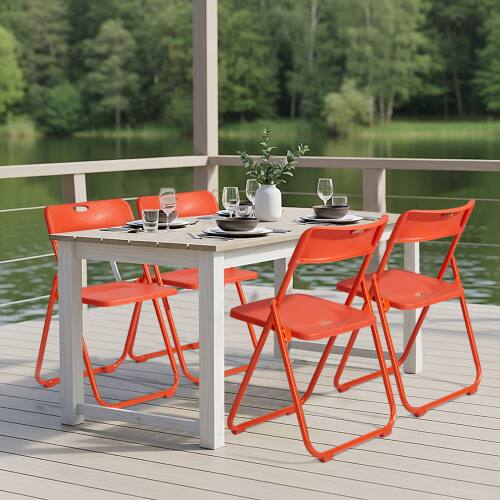 Alt View 8. Winado - 4PCS Plastic Folding Chairs Portable Commercial Seat for Outdoor Indoor Events, Dinning, Wedding, Party, Office, Camping - Orange.
