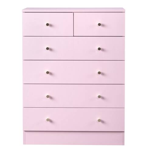 Alt View 1. Winado - Modern 6 Drawer Dresser Tall Dresser Chest of Drawers Anti-Tipping Device Metal Handle for Bedroom Living Room Hallway - Pink.