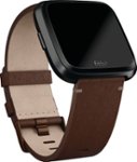 Angle Zoom. Leather Large Band for Fitbit Versa - Cognac.