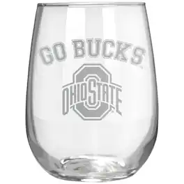 Great American Products - Ohio State Buckeyes Etched 17oz. Rally Cry Stemless Wine Glass - Multicolor