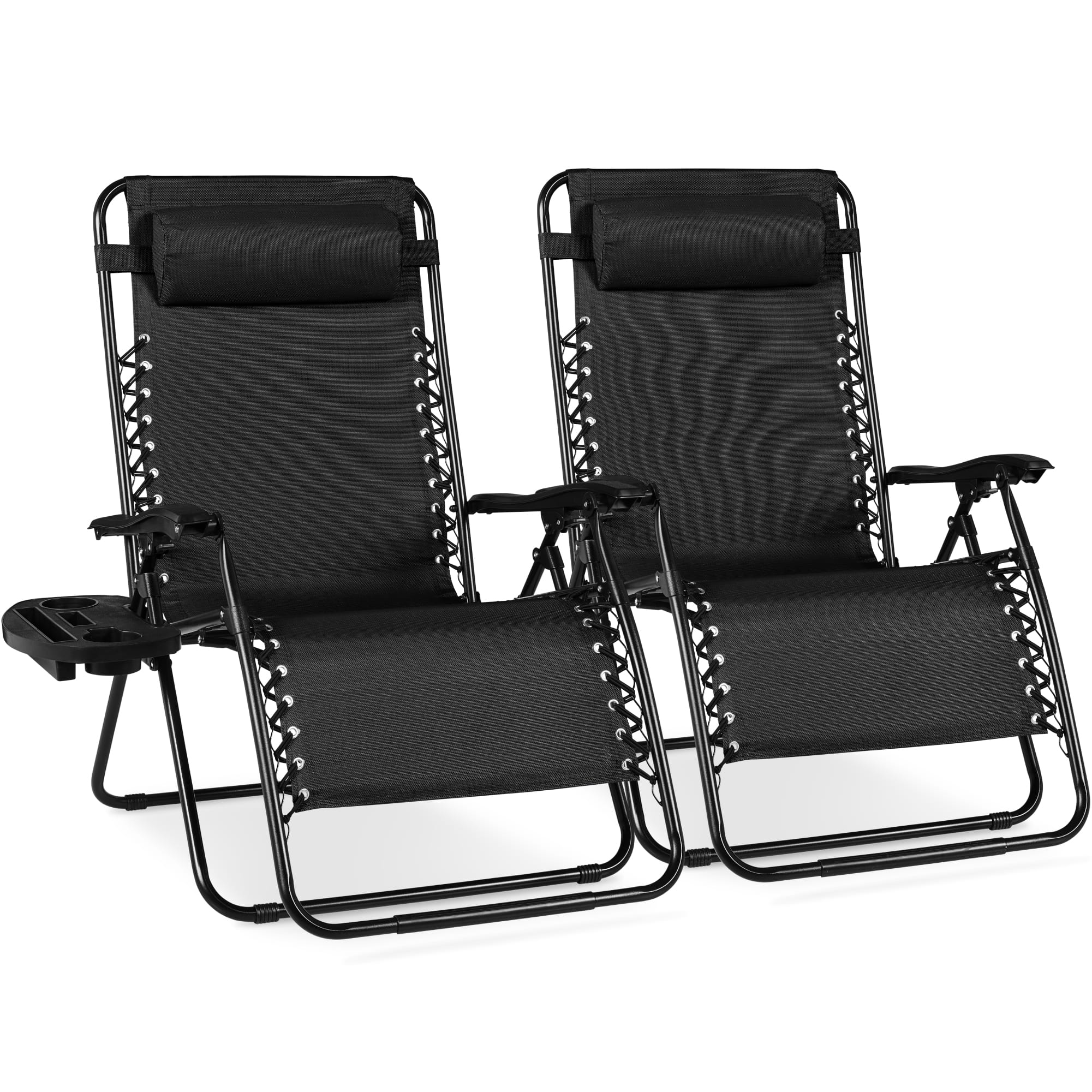 Front. Best Choice Products - Best Choice Products Set of 2 Extra Wide Zero Gravity Lounge Chair Recliners w/ Cup Holder - Black - Black.