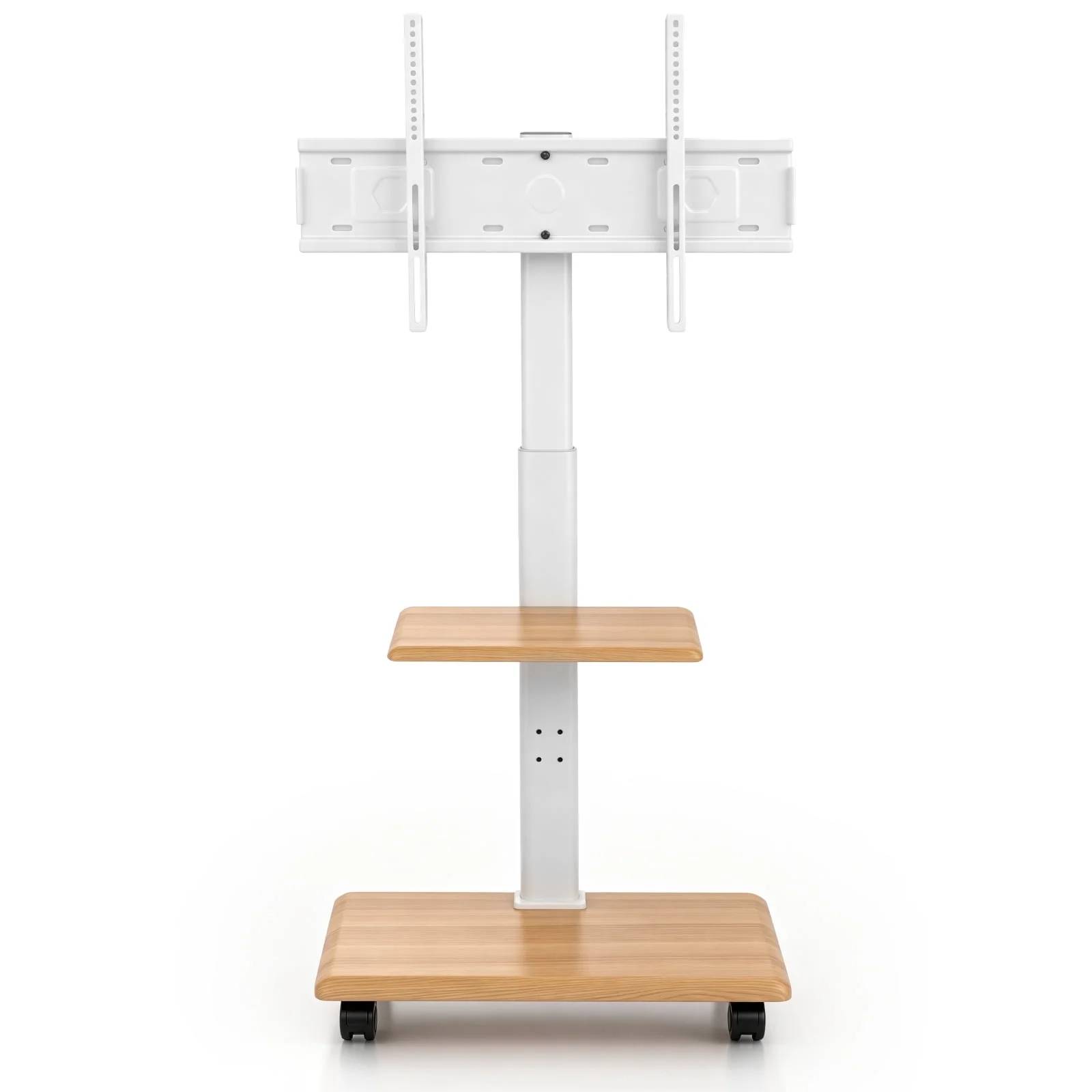 Front. Winado - Rolling TV Stand for 32–70 Inch TVs, Swivel Floor TV Stand w/Dual-Shelf, Max VESA 600x400mm Height Adjustable Up to 88lb - White & Light Oak.