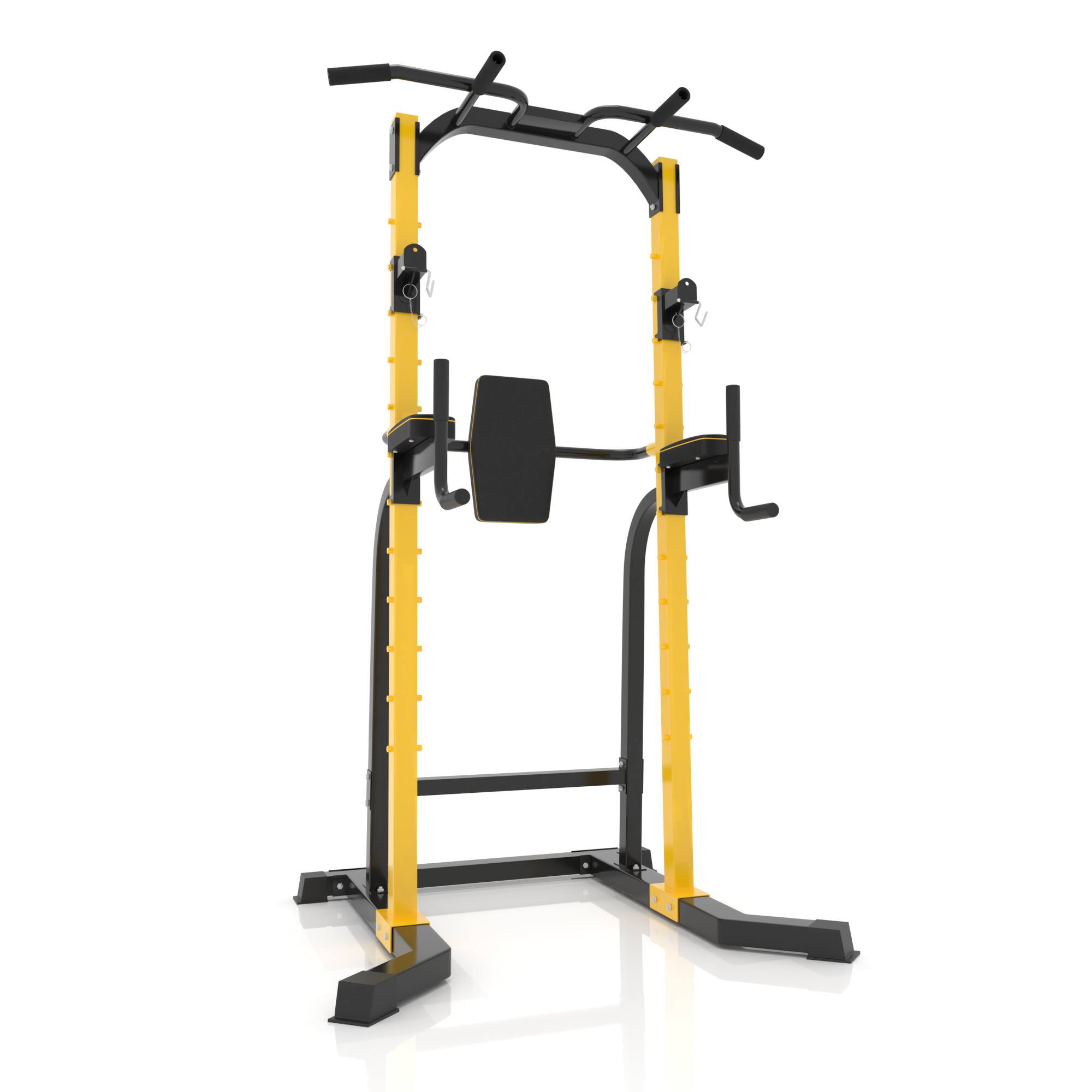 Left. Ainfox - Ainfox Pull Up Bar Station Power Tower for Home Gym Multi-Function Strength Training Workout Equipment - yellow.