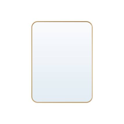 Front. WELLFOR - 24 in. W. x 32 in. H Rectangular Aluminum Framed Wall-Mounted Bathroom Vanity Mirror - Brushed Gold.