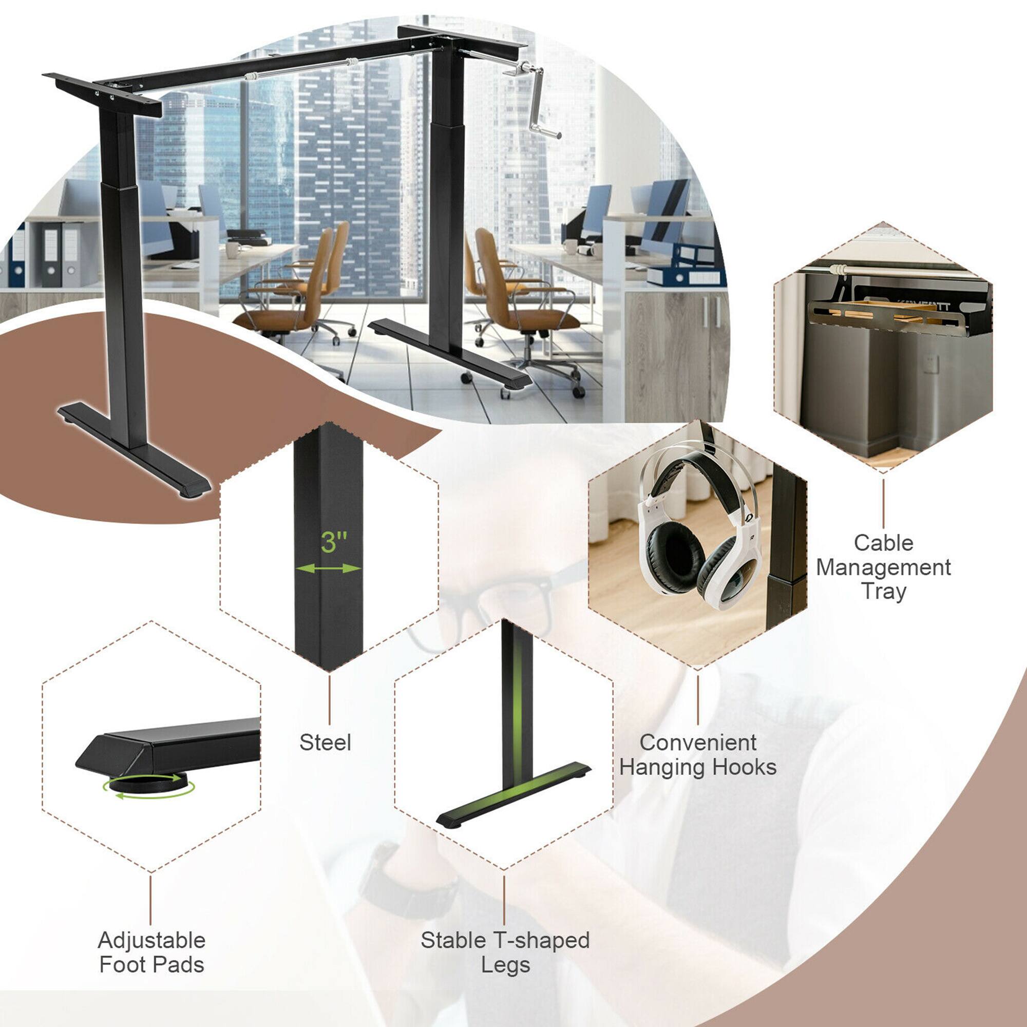 - 3" Cable Management Tray
- Steel
- Convenient Hanging Hooks
- Adjustable Foot Pads
- Stable T-shaped Legs