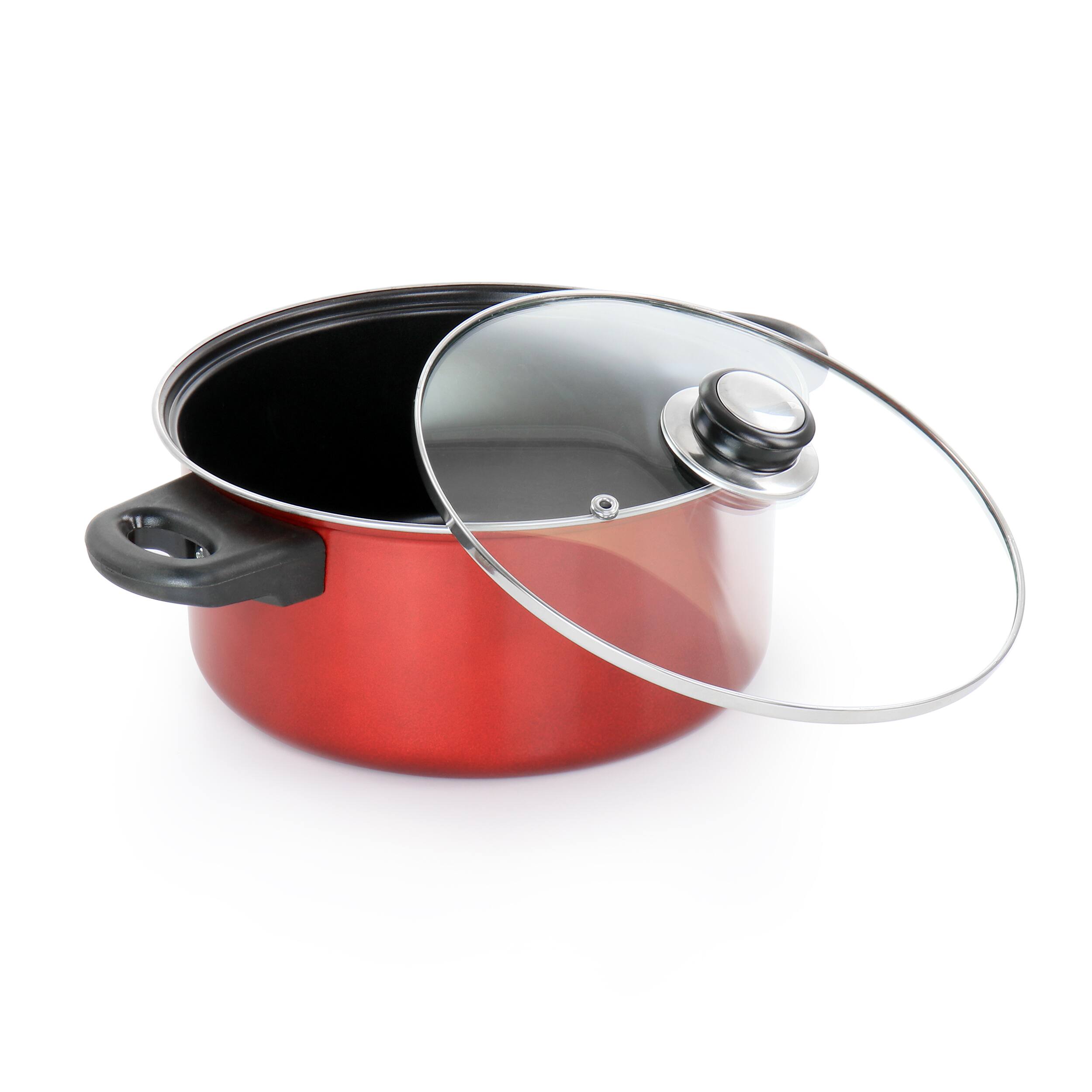 Alt View 1. Gibson - Gibson Everyday Cardinal 7 Piece Nonstick Steel Cookware Set in Red - Red.