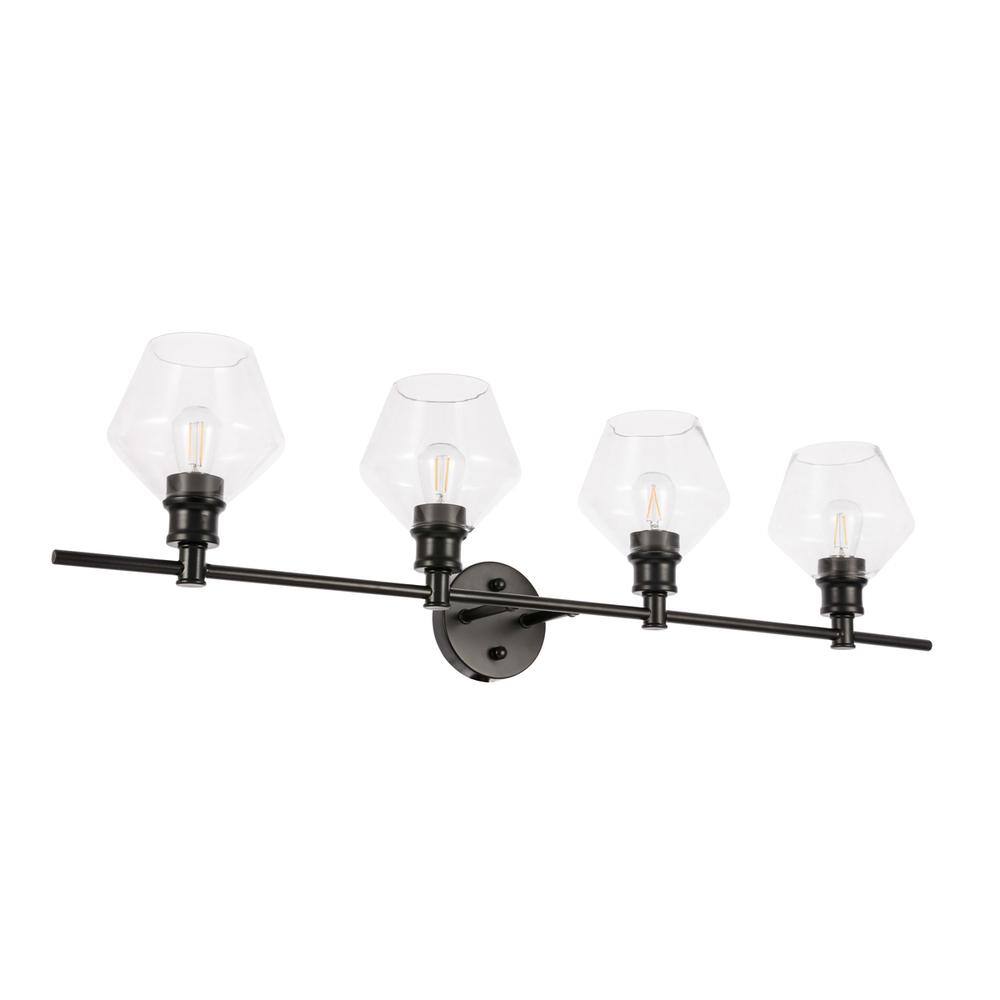 Alt View 5. Living District - Gene 4 light Black and Clear glass Wall sconce - Black And Clear Glass.