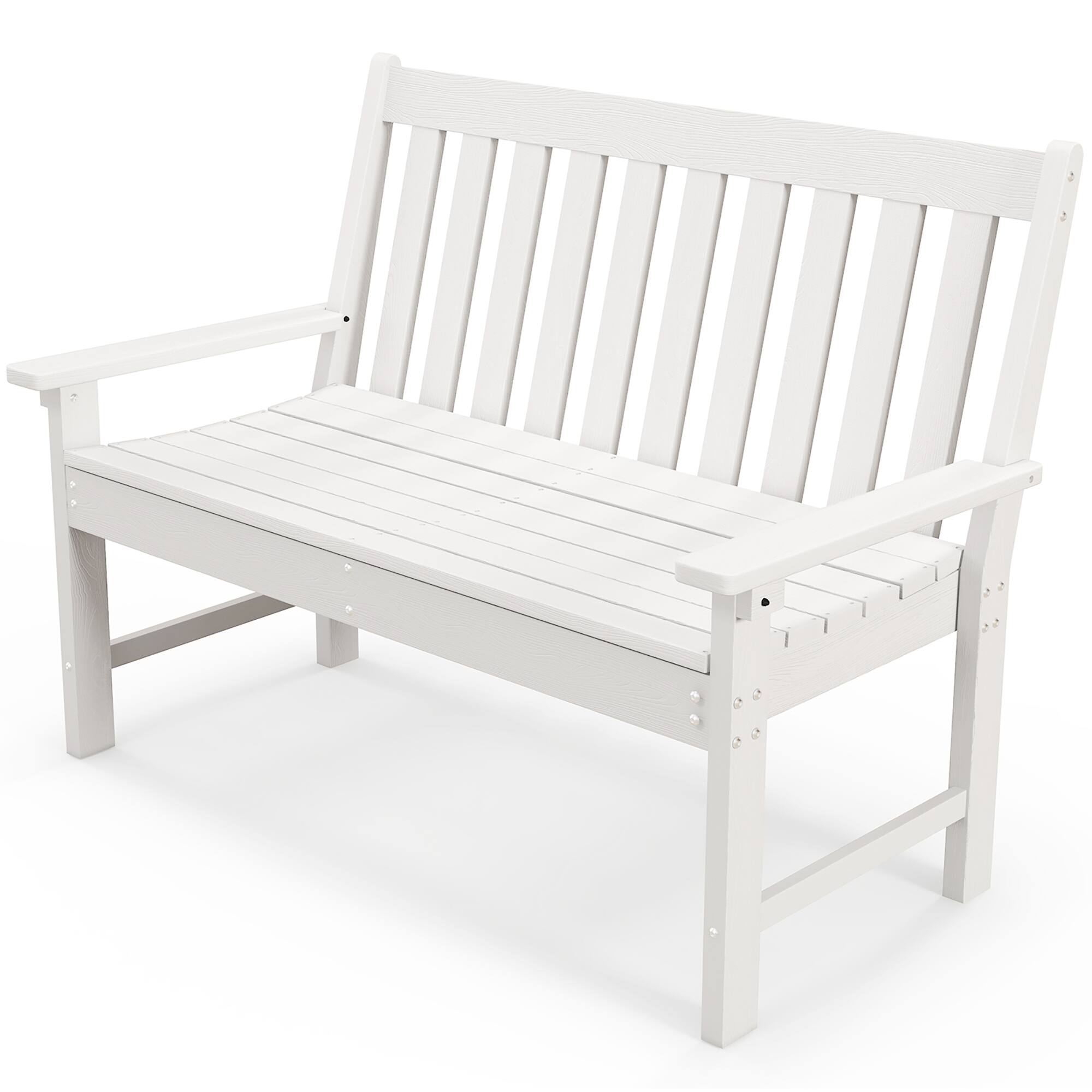 Front. Gymax - Gymax Garden Bench All-Weather HDPE 2-Person Outdoor Bench for Front Porch Backyard White - White.
